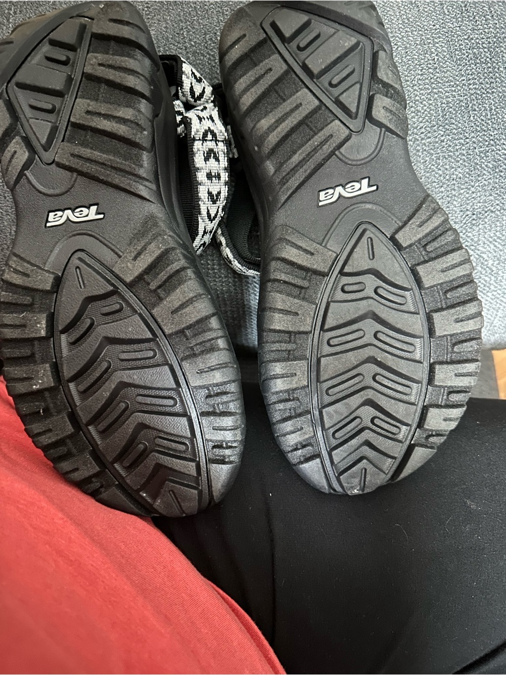 Teva Women's Black Sandals with White Patterned Straps - Picture 2 of 3